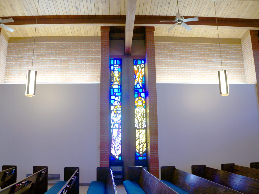 Left: THE CRUCIFIXTION WINDOW; Right: THE RESURRECTION WINDOW