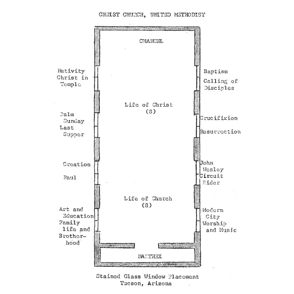 The Stained Glass Window Placement of Christ Church United Methodist, Tucson, Arizona
